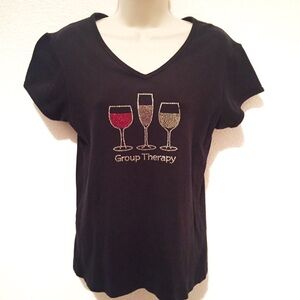 Wine Cocktails Bling Black Women’s T-shirt Large